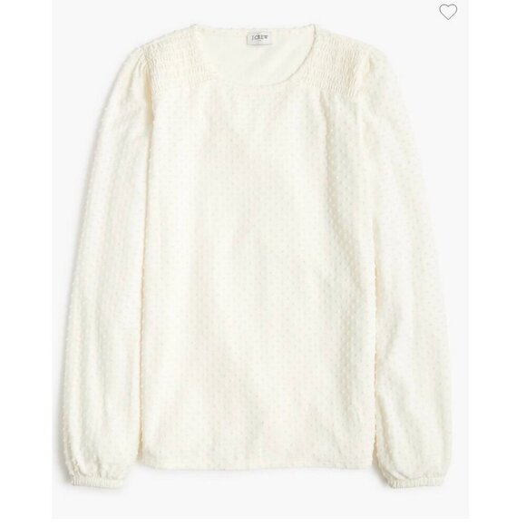 J.Crew Long Sleeve Clip Dot Top Ivory Size XS BU465 - Picture 1 of 6